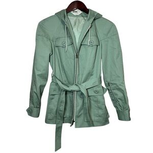 VTG Montgomery Ward Utility Jacket Women’s Sz Small Green Hooded 70s 80s Safari